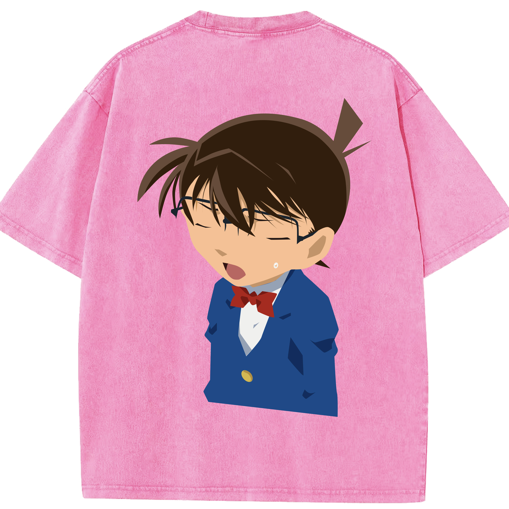 （画像用） 名探偵コナン 江戸川 コナン Detective Conan Conan Edogawa 綿100% ヴィンテージ風 半袖Tシャツ（背面プリント）